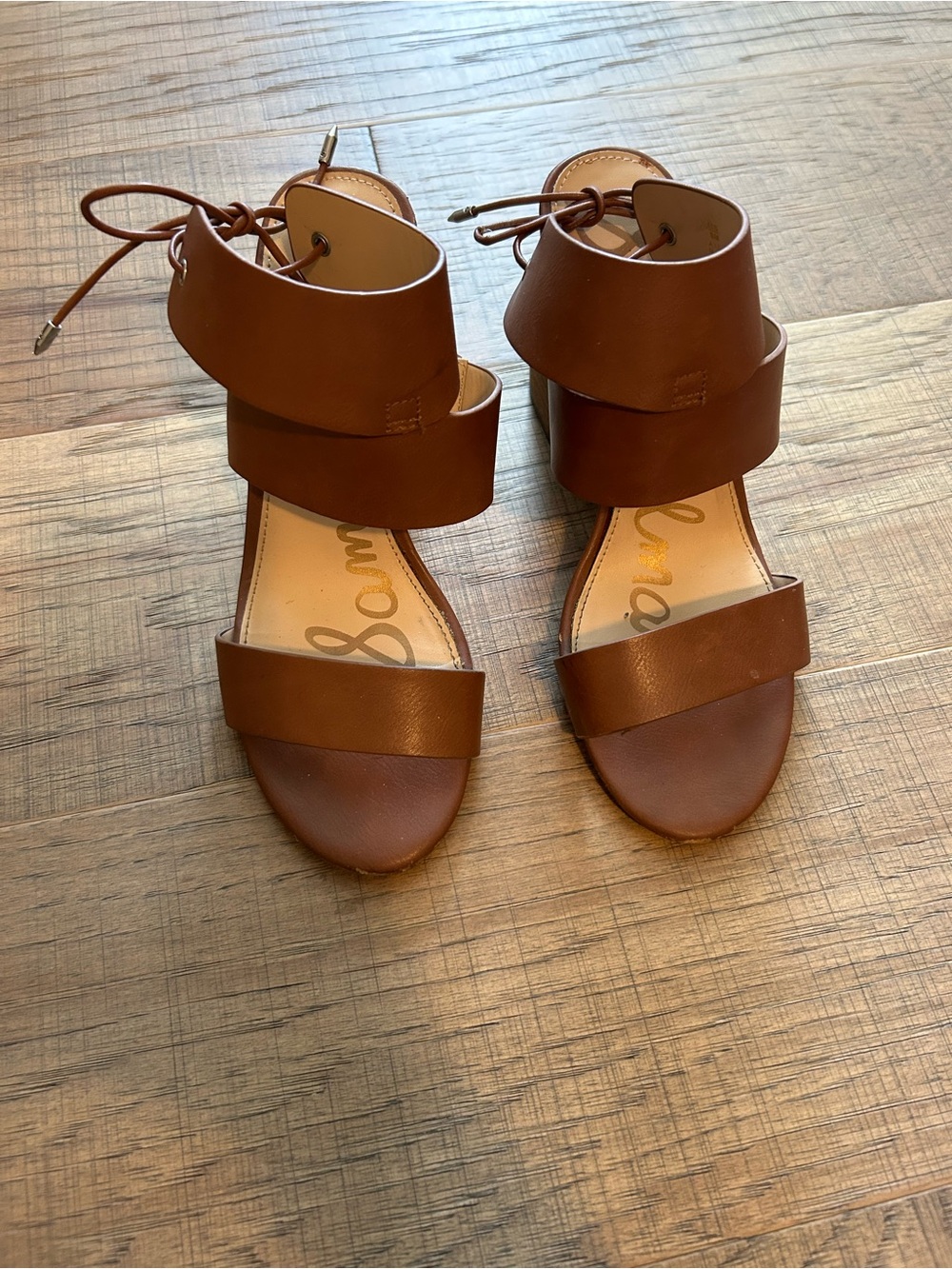 Sam Edelman Women's Brown Leather Ankle-Strap Sandals